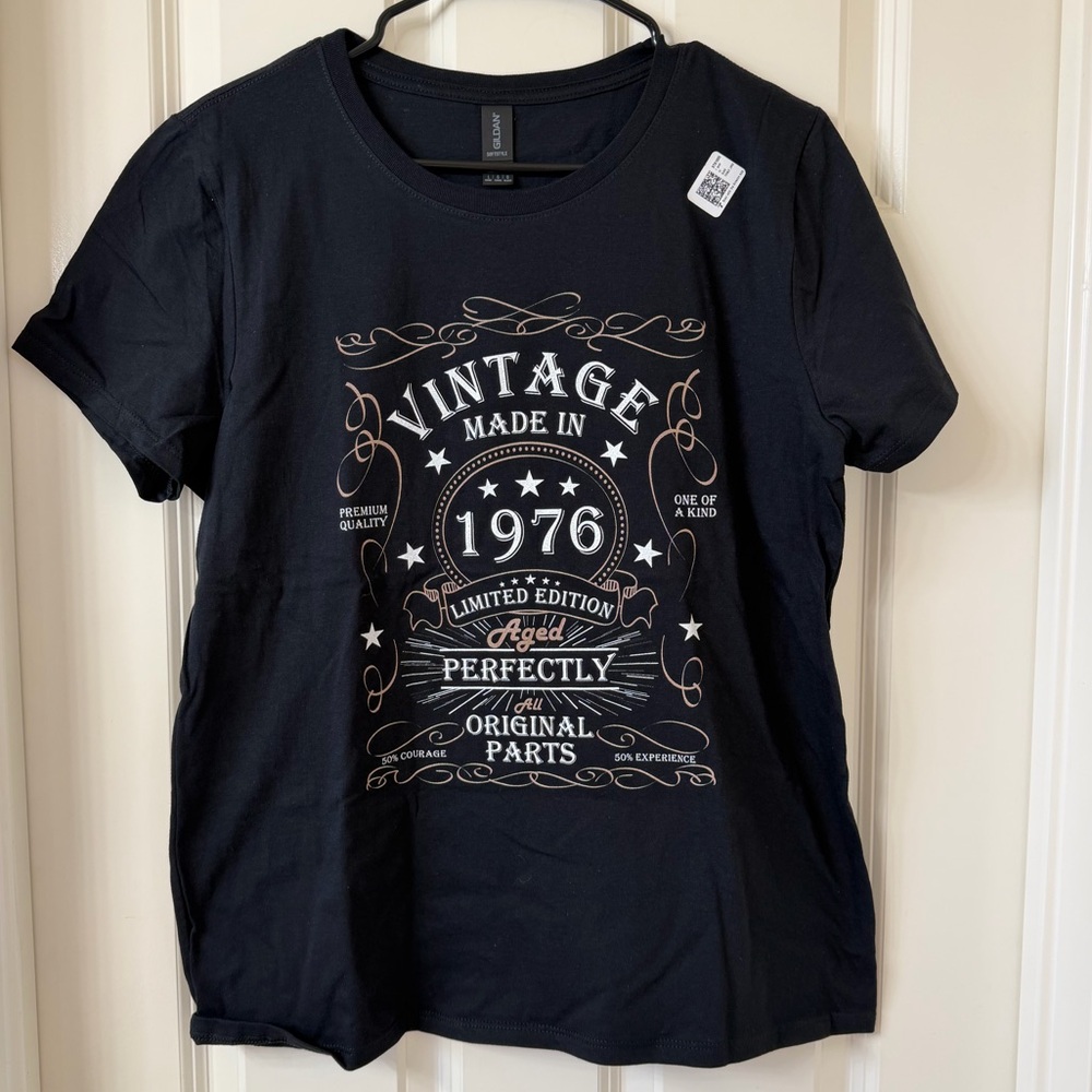 Made in 1976 Vintage Graphic Black T-Shirt - NWT!